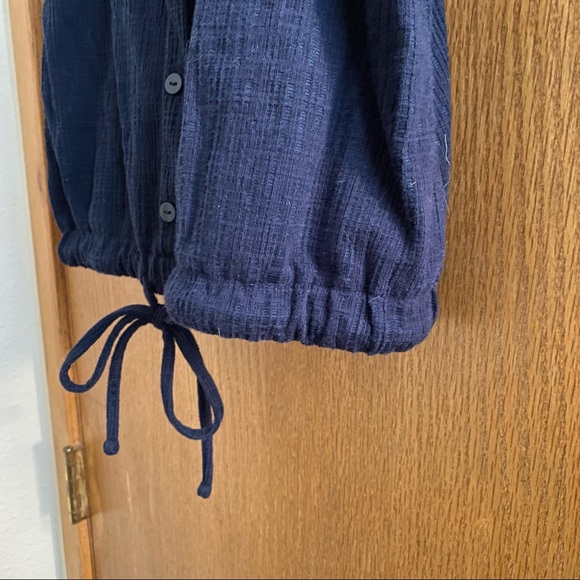 LOFT • Navy Blue Square Neckline Faux Button Top M - Picture 4 of 14